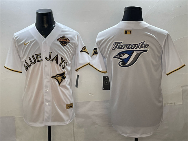 Men's Toronto Blue Jays Team Big Logo Black Gold 2025 American League Champions Limited Stitched Baseball Jerseys