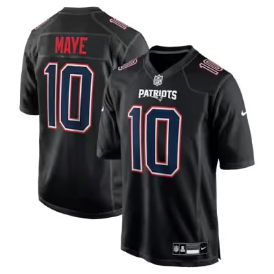 Men's New England Patriots #10 Drake Maye Carbon Black Nike Limited Stitched Jersey