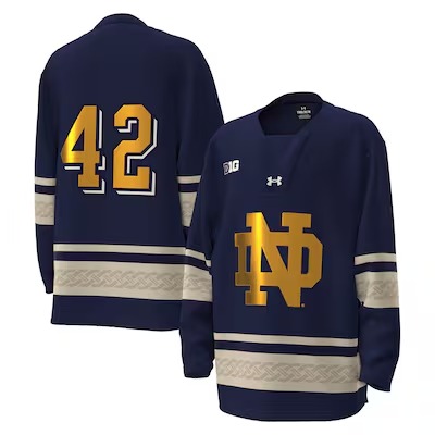 Youth Notre Dame Fighting Irish #42 No Name Navy Alternate Stitched Hockey Jersey