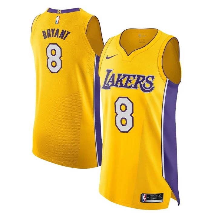 Men's Los Angeles Lakers #8 Kobe Bryant Gold Stitched Jersey