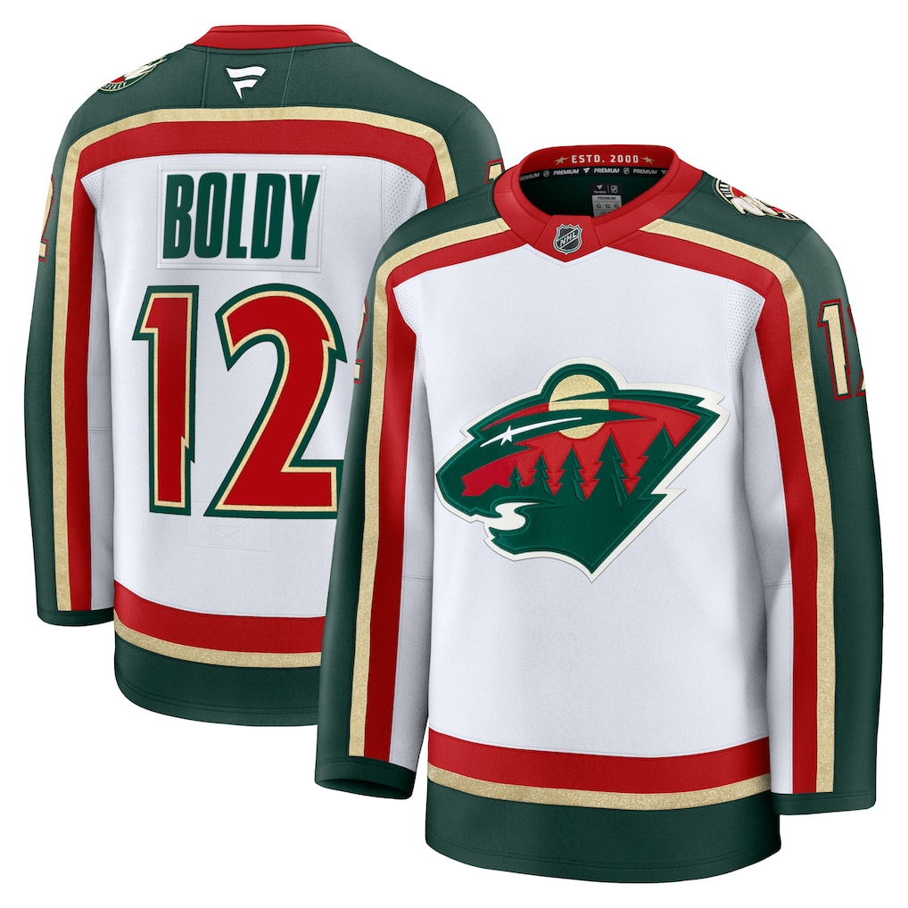 Men's Minnesota Wild #12 Matthew Boldy White 25th Anniversary Authentic Stitched Hockey Jersey