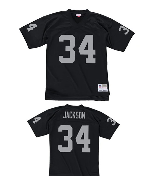 Men's Las Vegas Raiders #34 Bo Jackson Black 1988 Throwback Stitched Football Jersey