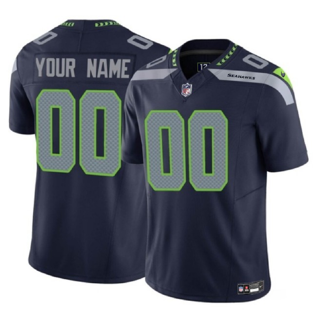 Men's Seattle Seahawks Customized Navy 2023 F.U.S.E Vapor Limited Stitched Football Jersey