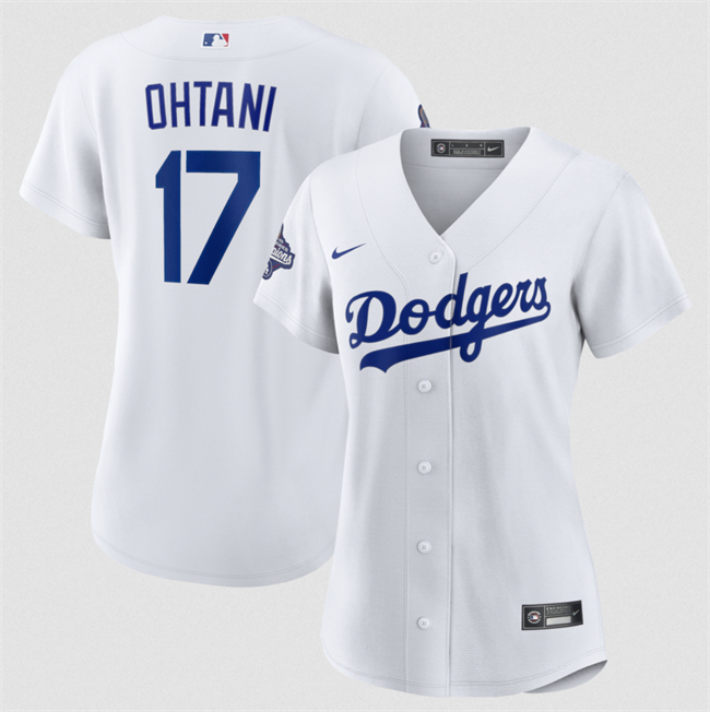 Women's Los Angeles Dodgers #17 Shohei Ohtani White 2025 World Series Champions Home Cool Base Stitched Baseball Jersey(Run Small)