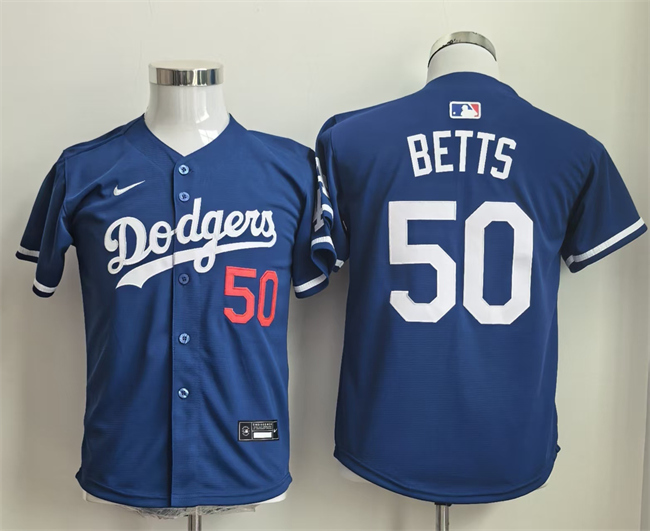 Youth Los Angeles Dodgers #50 Mookie Betts Blue Limited Stitched Baseball Jersey