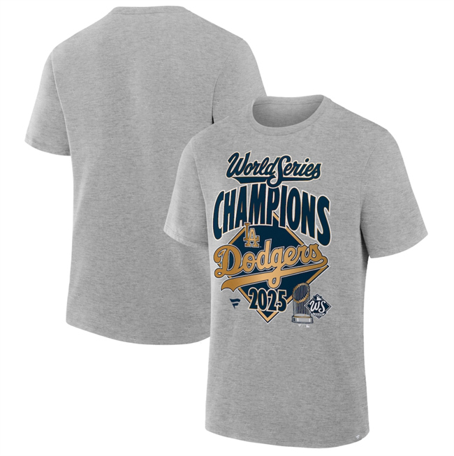 Men's Los Angeles Dodgers Grey 2025 World Series Champions Locker Room T-Shirts