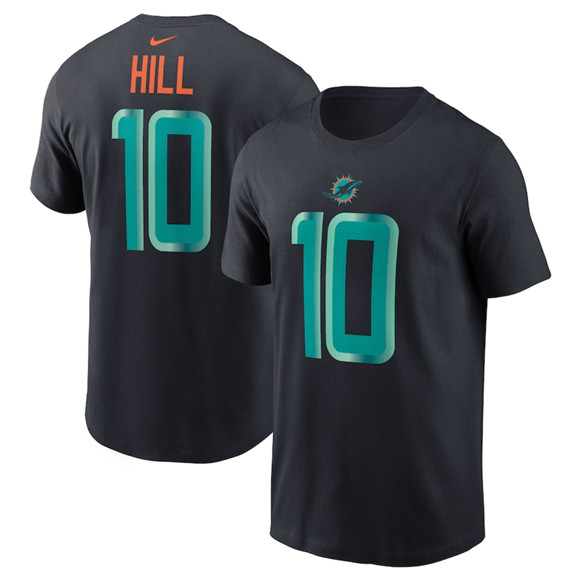 Women's Miami Dolphins #10 Tyreek Hill Black 2025 Rivalries Collection Player Name & Number T-Shirt