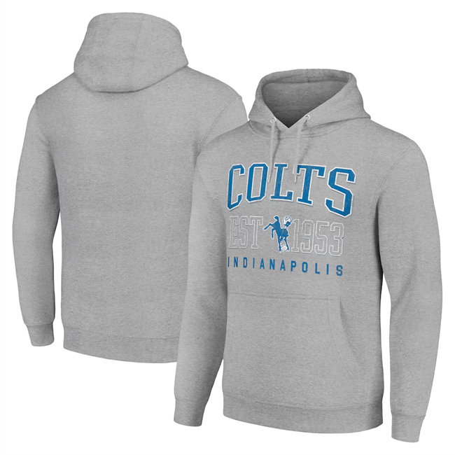 Men's Indianapolis Colts Grey Throwback Logo Pullover Hoodie