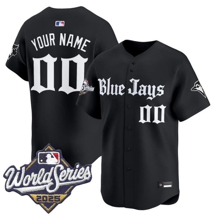 Men's Toronto Blue Jays Custom 2025 World Series Gothic North Edition Limited V2 Stitched Jersey Black