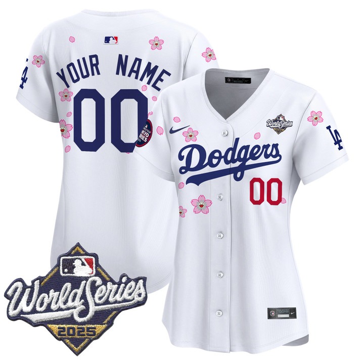 Women's Dodgers Custom 2025 World Series x Tokyo Series V2 Limited Stitched Jersey White