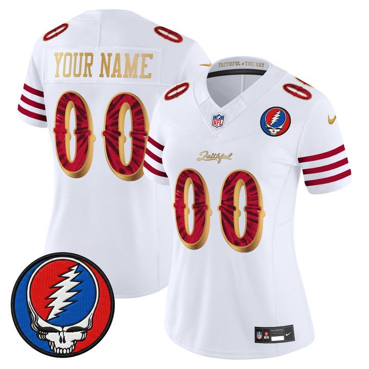 Women's San Francisco 49ers x Grateful Dead Custom Rivalries Edition F.U.S.E. Vapor Limited Jersey White Gold
