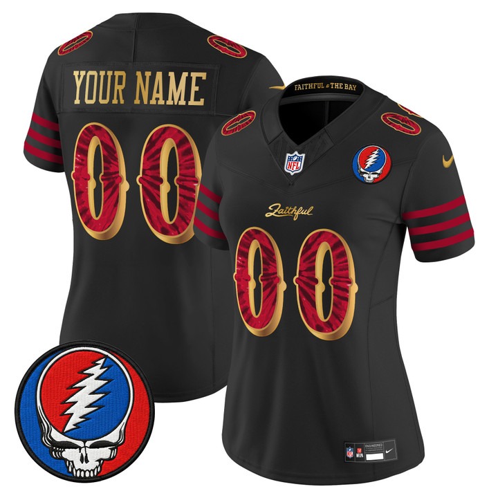 Women's San Francisco 49ers x Grateful Dead Custom Rivalries Edition F.U.S.E. Vapor Limited Jersey Black Gold