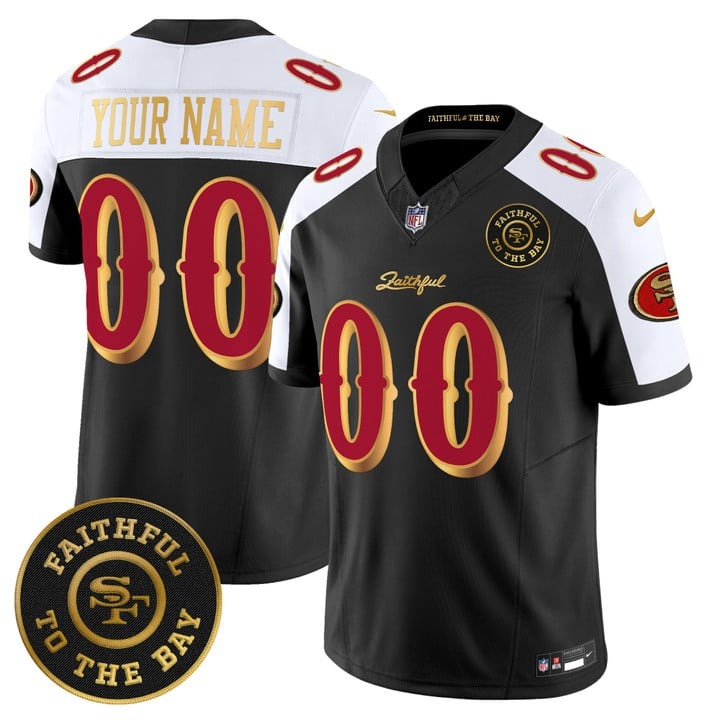 Men's 49ers Custom Rivalries Faithful To The Bay Patch F.U.S.E. Vapor Limited Stitched Jersey Black Alternate