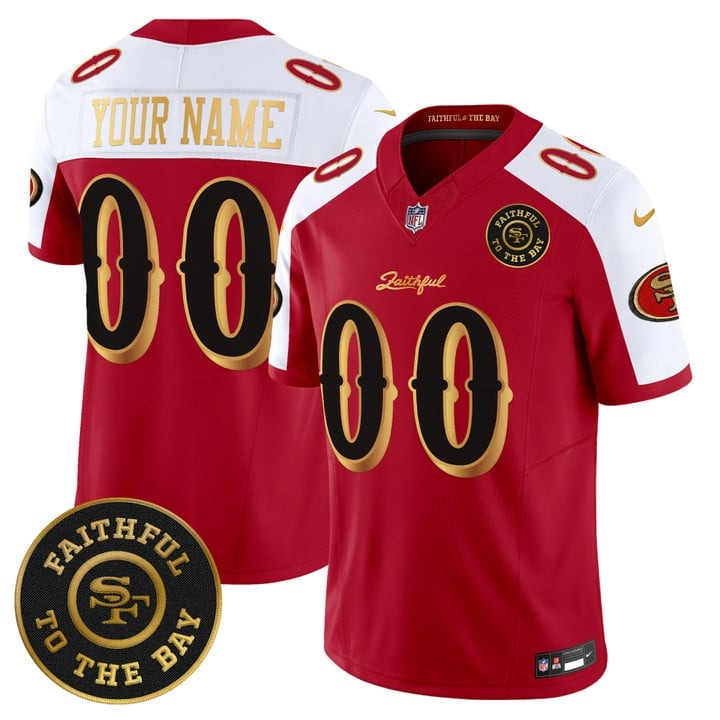 Men's 49ers Custom Rivalries Faithful To The Bay Patch F.U.S.E. Vapor Limited Stitched Jersey Red Alternate