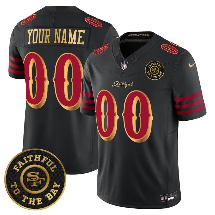 Men's 49ers Custom Rivalries Faithful To The Bay Patch F.U.S.E. Vapor Limited Stitched Jersey Black