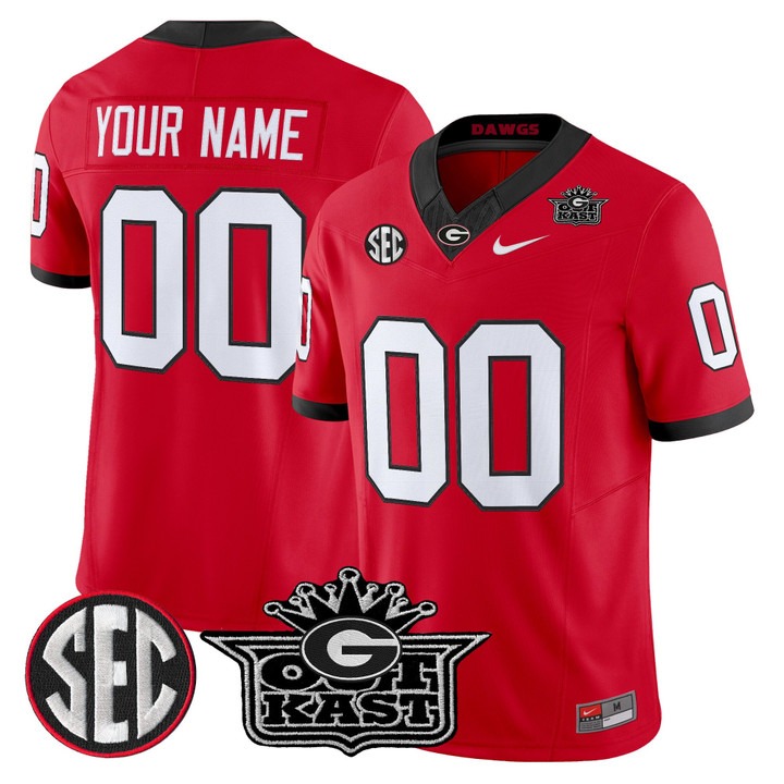 Men's Outkast x Georgia Bulldogs Custom F.U.S.E. Vapor Limited Stitched Jersey Red