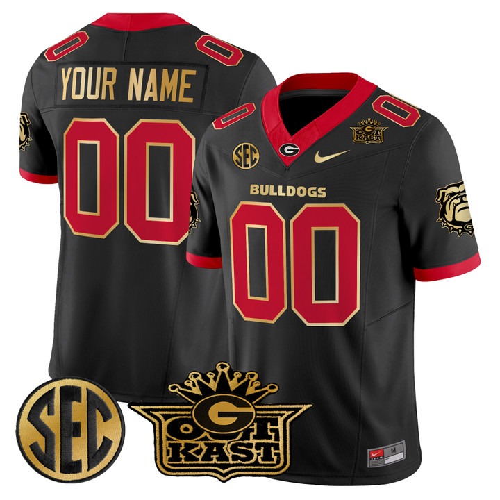Men's Outkast x Georgia Bulldogs Custom F.U.S.E. Vapor Limited Stitched Jersey Black Gold Trim
