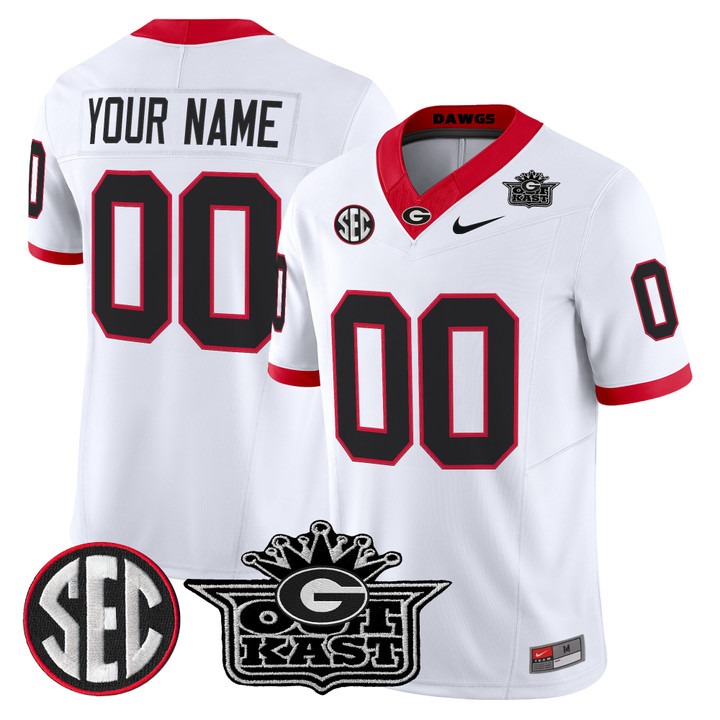 Men's Outkast x Georgia Bulldogs Custom F.U.S.E. Vapor Limited Stitched Jersey White