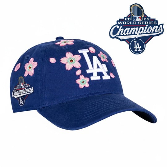 Los Angeles Dodgers 2025 World Series Champions x Tokyo Series Strapback Hat Royal - Embroidered