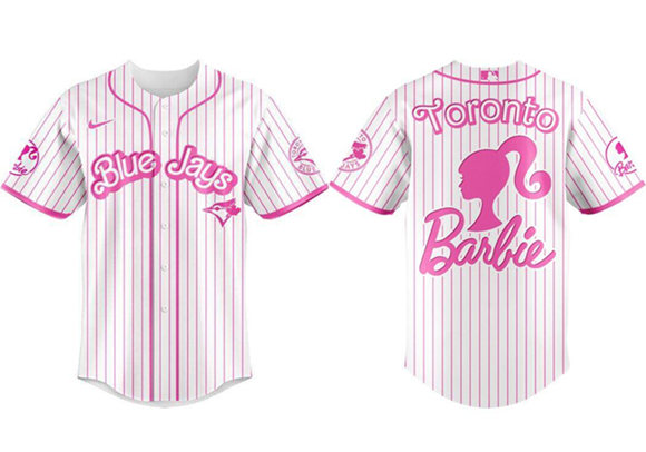 Men's Toronto Blue Jays Pink x Barbie Night Baseball Jersey
