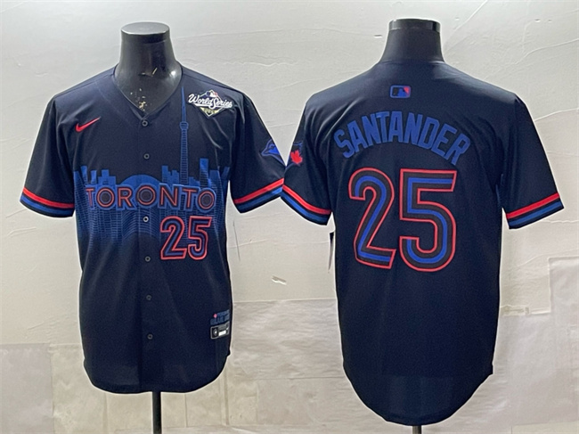 Men's Toronto Blue Jays #25 Anthony Santander Black 2025 World Series City Connect Limited Stitched Baseball Jersey