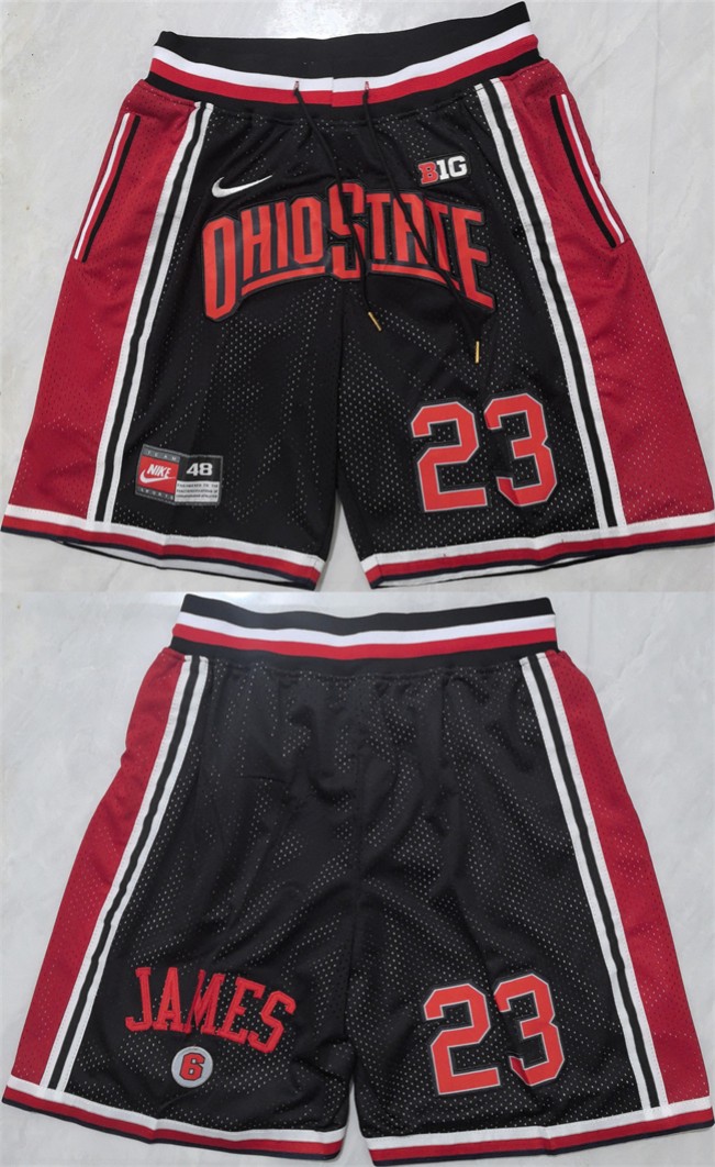 Men's Ohio State Buckeyes #23 6 LeBron James Black Stitched Shorts (Run Small)