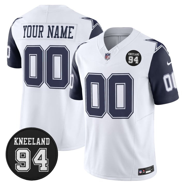 Men's Dallas Cowboys Custom #94 Marshawn Kneeland Memorial Patch 2025 F.U.S.E. Vapor Limited Stitched Jersey White