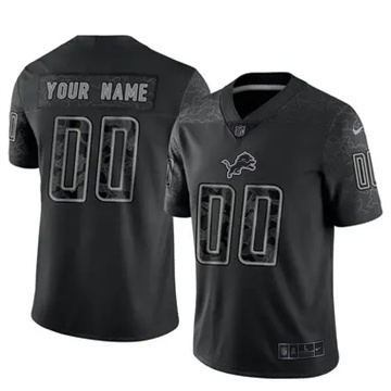 Gender's Detroit Lions Active Player Custom Vapor Limited Reflective Black Stitched NFL Jersey
