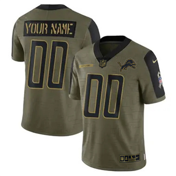Gender's Detroit Lions Active Player Custom Vapor Limited 2021 Salute to Service Olive Stitched NFL Jersey