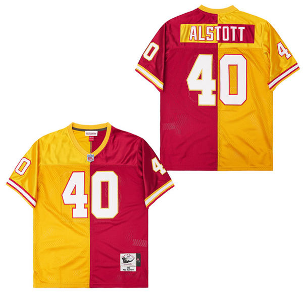 Men's Tampa Bay Buccaneers #40 Mike Alstott Red Orange Split 1996 Throwback Jersey