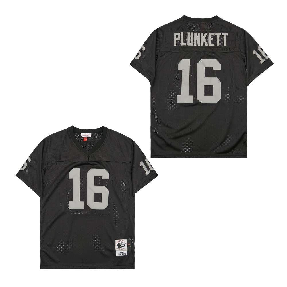 Men's Oakland Raiders #16 Jim Plunkett Black 1980 Throwback Jersey