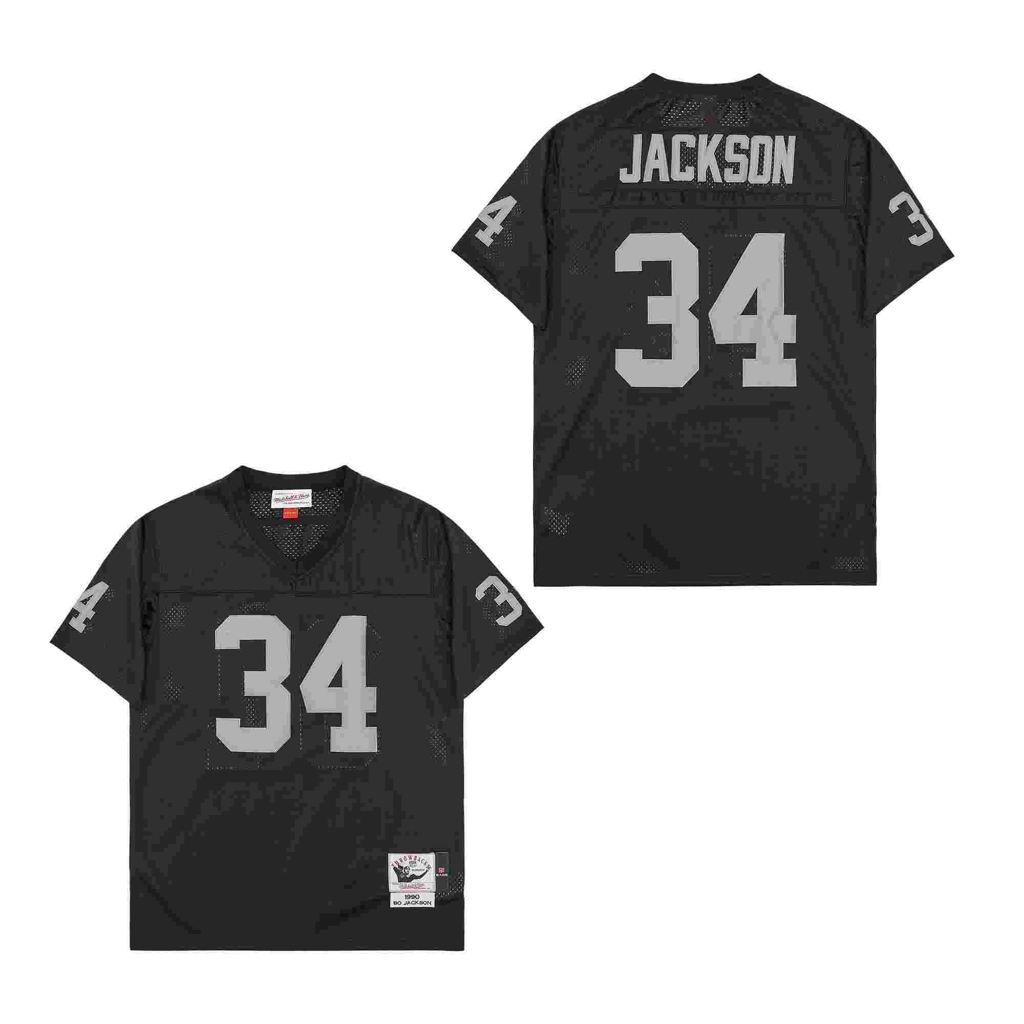 Men's Oakland Raiders #34 Bo Jackson Black 1990 Throwback Jersey