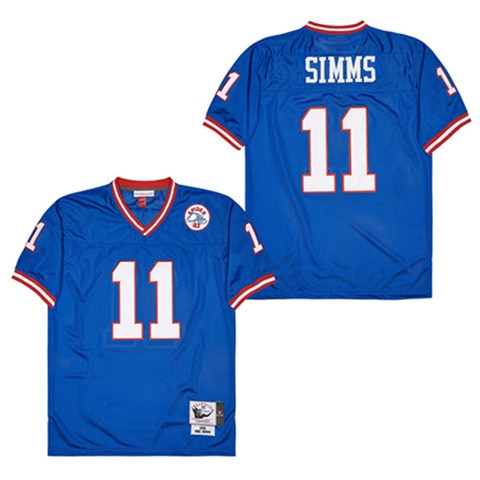 Men's New York Giants #11 Phil Simms Royal 1986 Throwback Jersey