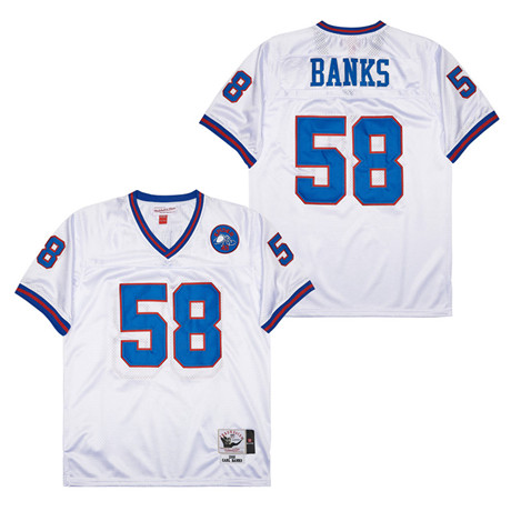 Men's New York Giants #58 Carl Banks Whtie 1986 Throwback Jersey