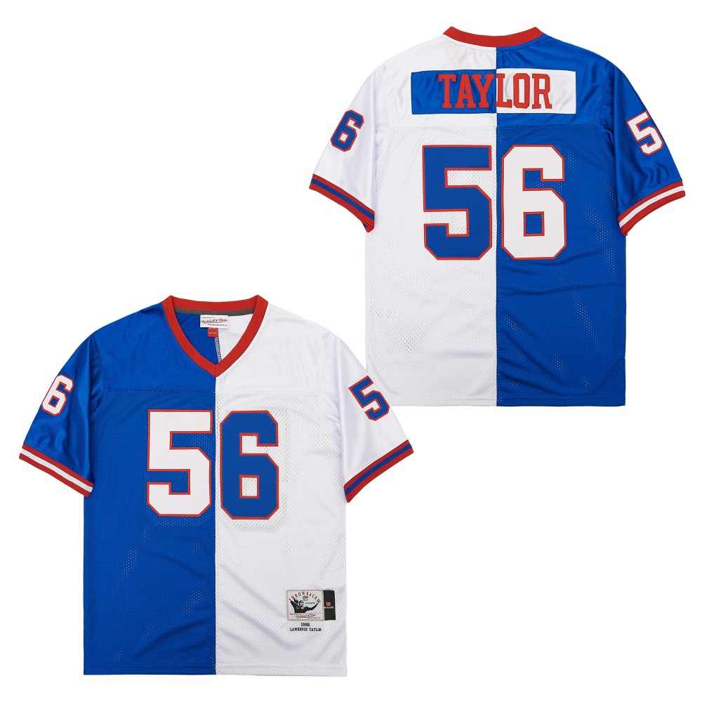 Men's New York Giants #56 Lawrence Taylor Blue White Split Throwback Jersey