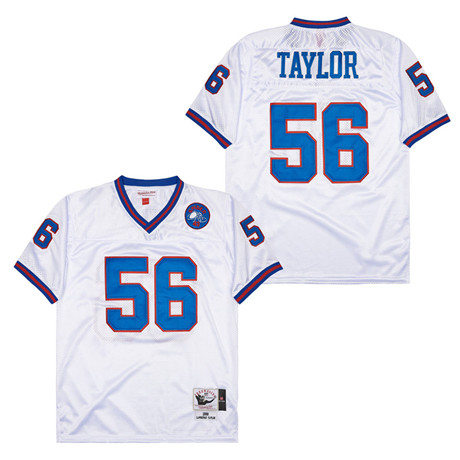 Men's New York Giants #56 Lawrence Taylor White 1986 Throwback Jersey
