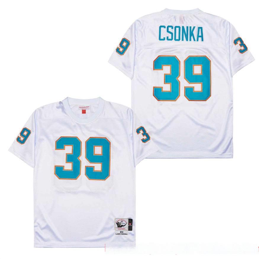 Men's Miami Dolphins #39 Larry Csonka White 1972 Throwback Jersey
