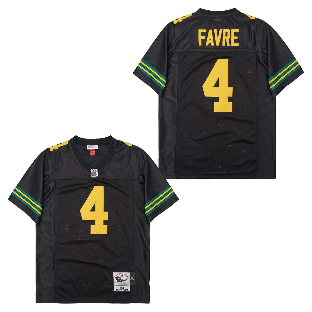 Men's Green Bay Packers #4 Brett Favre Black  1996 Throwback Jersey