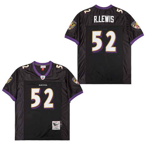 Men's Baltimore Ravens #52 Ray Lewis Black 2004 Throwback Jersey