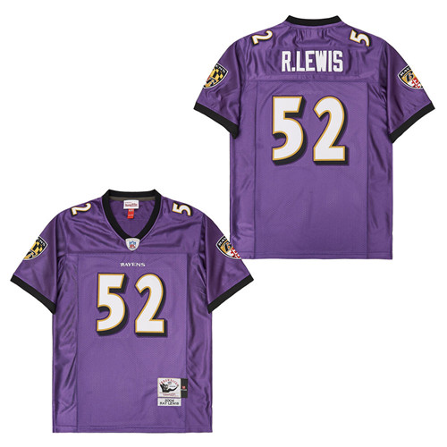 Men's Baltimore Ravens #52 Ray Lewis Purple 2004 Throwback Jersey