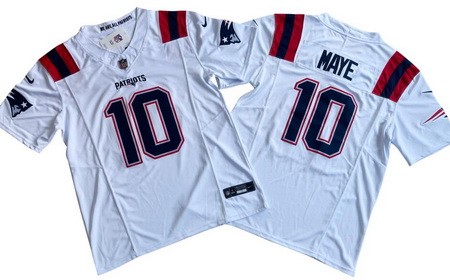 Men's New England Patriots #10 Drake Maye Limited White FUSE Vapor Jersey