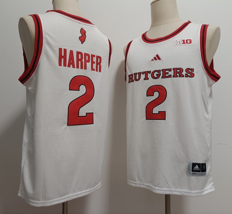 Men's Rutgers Scarlet Knights #2 Dylan Harper White Adidas NCAA Basketaball Stiched Jersey