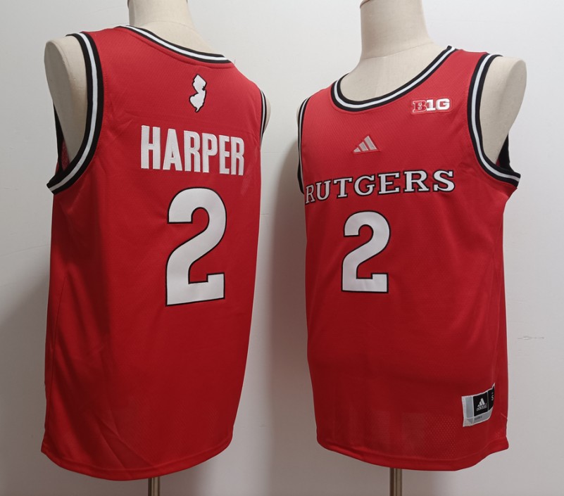 Men's Rutgers Scarlet Knights #2 Dylan Harper Scarlet Adidas NCAA Basketaball Stiched Jersey
