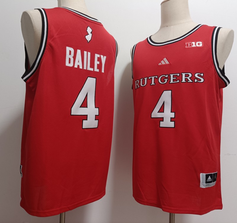 Men's Rutgers Scarlet Knights #4 Ace Bailey Scarlet Adidas NCAA Basketaball Stiched Jersey