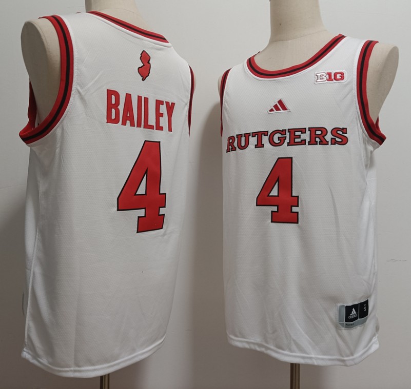 Men's Rutgers Scarlet Knights #4 Ace Bailey White Adidas NCAA Basketaball Stiched Jersey