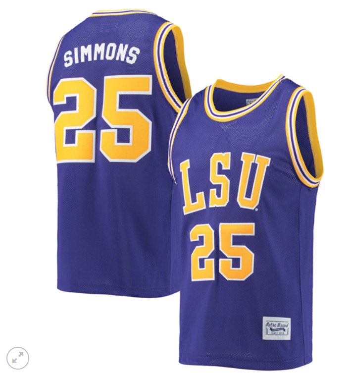 Men's Ben Simmons Jersey #25 LSU Tigers Original Retro Brand Commemorative Classic College Basketball Stiched Alumni Purple