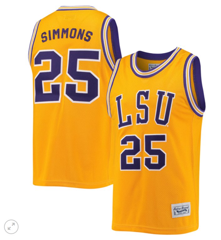 Men's Ben Simmons Jersey #25 LSU Tigers Original Retro Brand Commemorative Classic College Basketball Stiched Alumni Gold