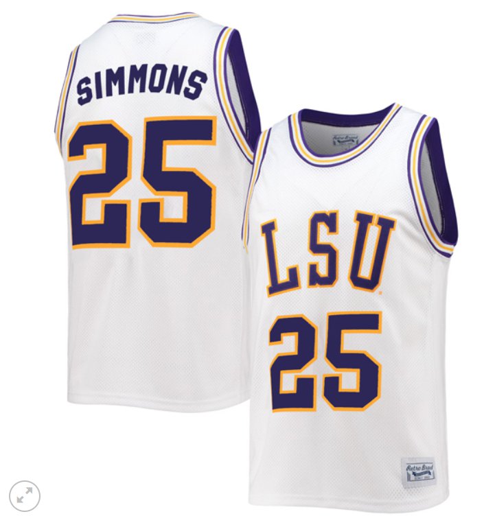Men's Ben Simmons Jersey #25 LSU Tigers Original Retro Brand Commemorative Classic College Basketball Stiched Alumni White
