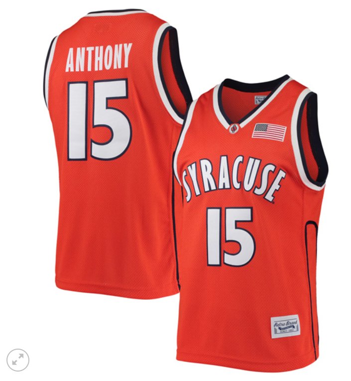 Men's Carmelo Anthony Jersey #15 Syracuse Orange Retro Brand College Basketball Stiched Alumni Orange
