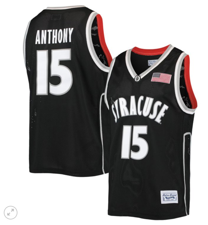 Men's Carmelo Anthony Jersey #15 Syracuse Orange Retro Brand College Basketball Stiched Alumni Black